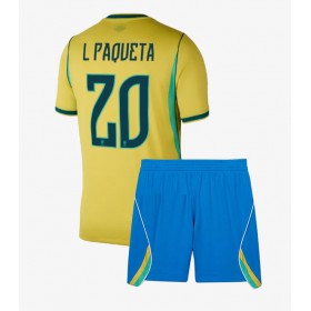 Dětské fotbalový komplet Brazílie Lucas Paqueta #20 Domácí košile MS 2026 Krátkým Rukávem